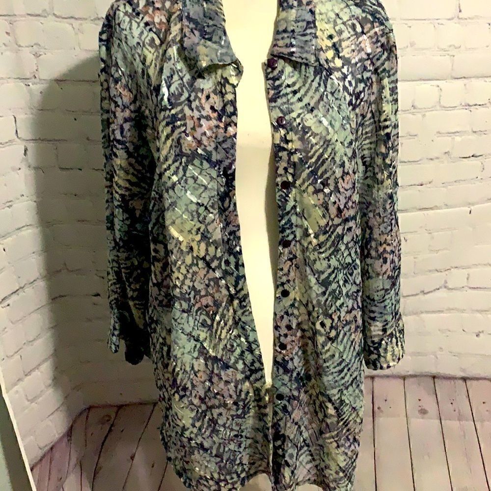 Club Z Collection - Sheer Blouse - Shimmer Pattern - 2X